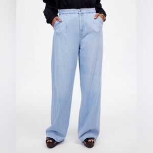 Madewell NWT Curvy Harlow Wide Leg Denim Trouser Size 30 Noll Wash Airy Denim Ed